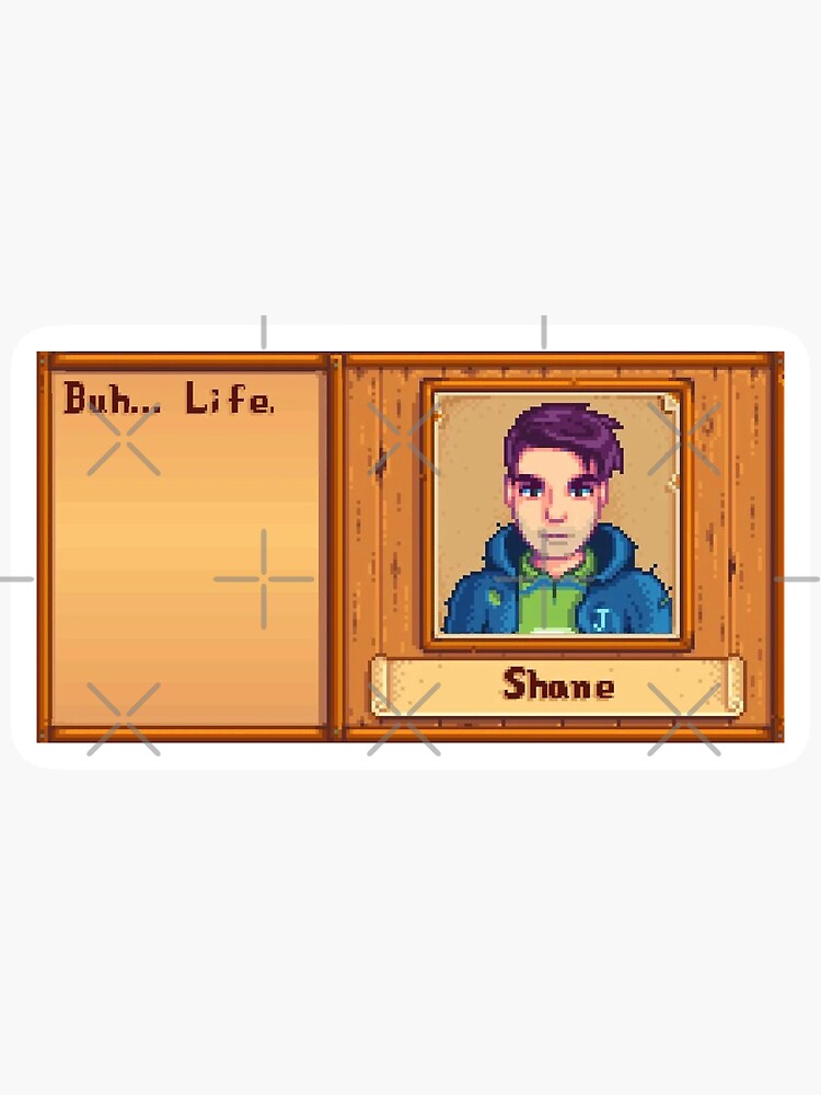 Aperçu 3 sur 3. Sticker avec l'œuvre Shane de Stardew Valley Textbox créée et vendue par baharkocaman.
