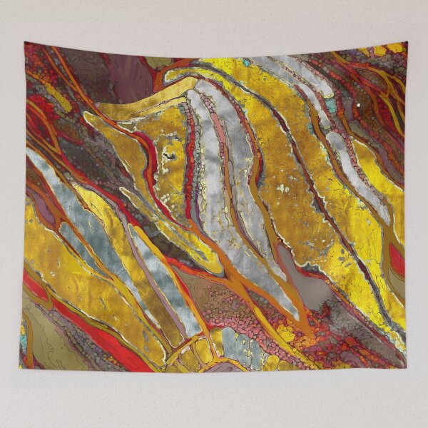 Item preview, Abstract painting, lines, stripes, dots, spots, gold, silver, colorful designed and sold by Svitac.