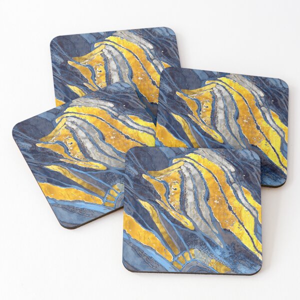 Item preview, Abstract painting, lines, stripes, dots, spots, gold, silver, navy blue designed and sold by Svitac.