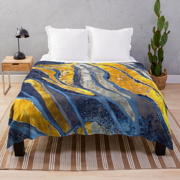 Item preview, Abstract painting, lines, stripes, dots, spots, gold, silver, navy blue designed and sold by Svitac.