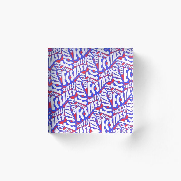 'American Ecstasy' Red White & Blue Old Movie Typeface Pattern Acrylic Block