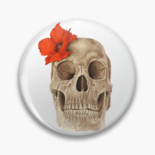 Item preview, Poppy Flower Anatomical Skull designed and sold by pinochle.