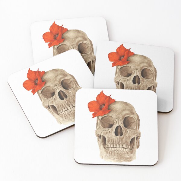 Item preview, Poppy Flower Anatomical Skull designed and sold by pinochle.