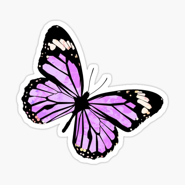 Purple butterfly Sticker for Sale by VikiKL  Purple butterfly, Aesthetic  stickers, Butterfly drawing