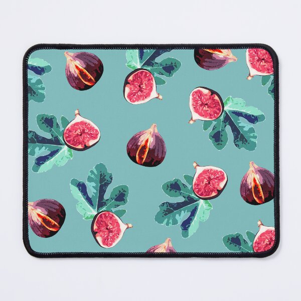 Item preview, Fig and Fig Leaf Pop Art Style Pattern - Fun Fruit Pattern Turquoise designed and sold by inkandmoth.