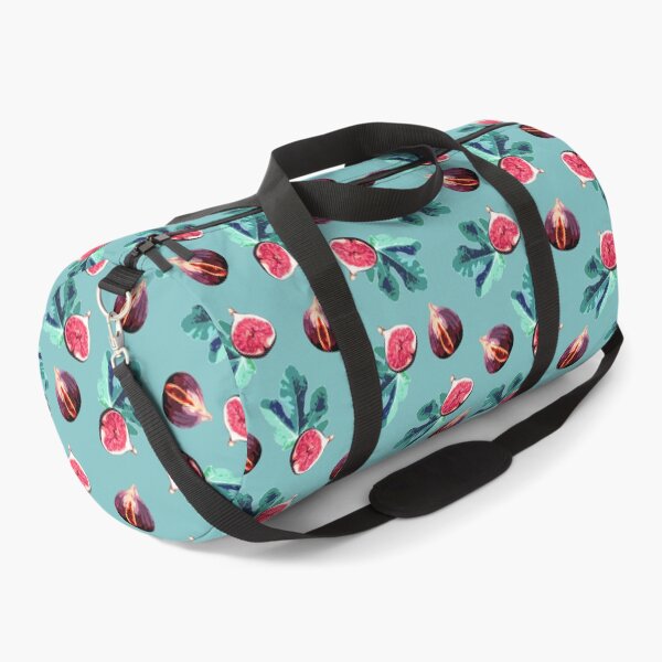 Item preview, Fig and Fig Leaf Pop Art Style Pattern - Fun Fruit Pattern Turquoise designed and sold by inkandmoth.