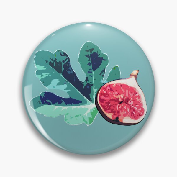 Item preview, Fig and Fig Leaf Pop Art Style Pattern - Fun Fruit Pattern Turquoise designed and sold by inkandmoth.