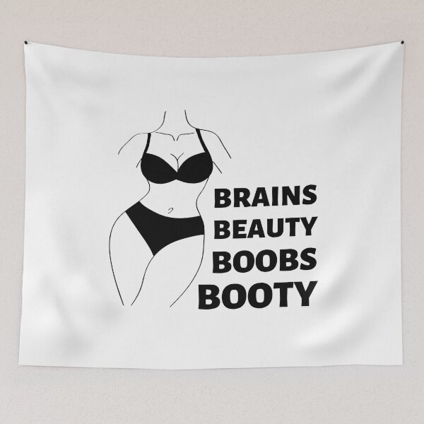 Item preview, Brains beauty boobs booty - Funny sexy and smart curvy woman designed and sold by pixxart.