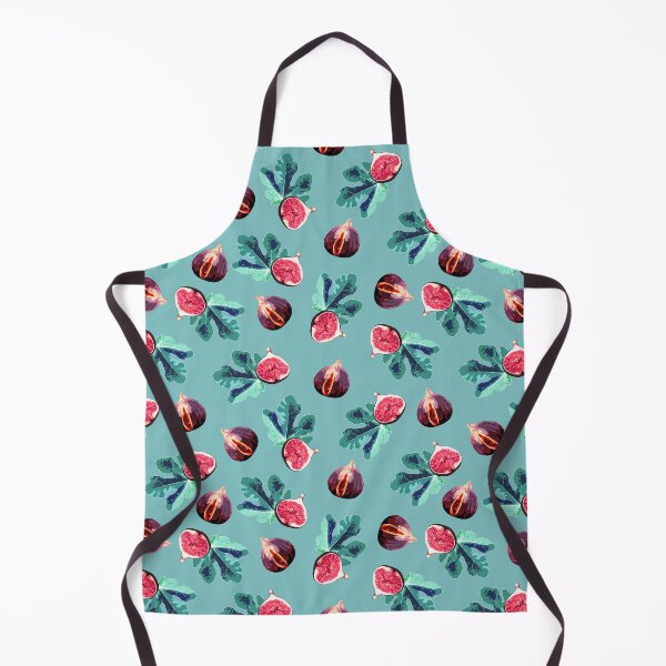 Item preview, Fig and Fig Leaf Pop Art Style Pattern - Fun Fruit Pattern Turquoise designed and sold by inkandmoth.