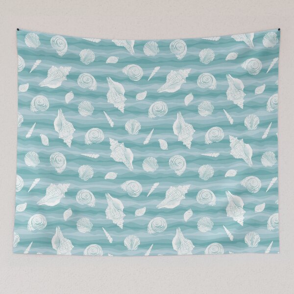 Item preview, Seashells on a wavy background designed and sold by ProfiTrollka.