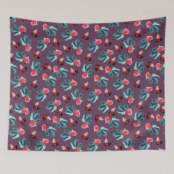 Item preview, Fig and Fig Leaf Pop Art Style Pattern - Fun Fruit Pattern Purple designed and sold by inkandmoth.