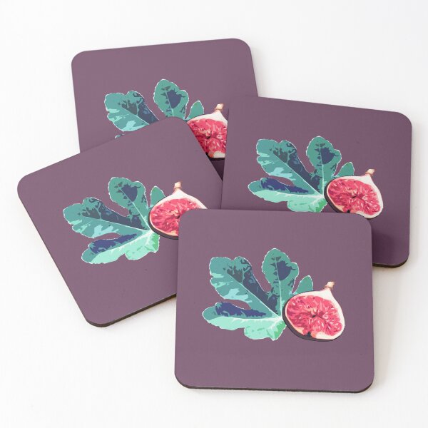 Item preview, Fig and Fig Leaf Pop Art Style Pattern - Fun Fruit Pattern Purple designed and sold by inkandmoth.