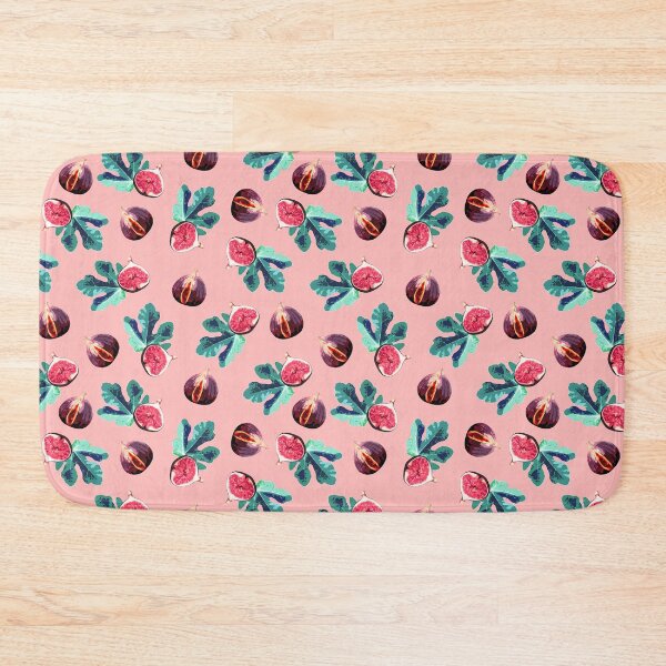 Item preview, Fig and Fig Leaf Pop Art Style Pattern - Fun Fruit Pattern Pink designed and sold by inkandmoth.