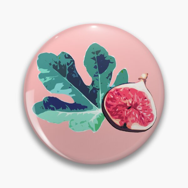 Item preview, Fig and Fig Leaf Pop Art Style Pattern - Fun Fruit Pattern Pink designed and sold by inkandmoth.
