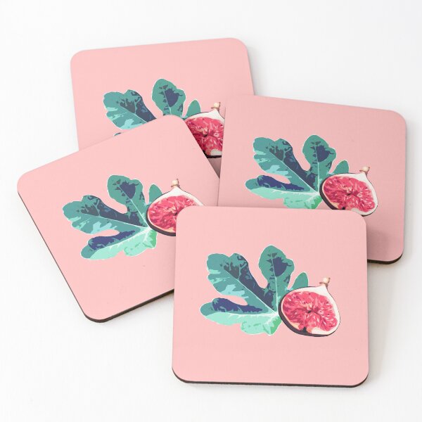 Item preview, Fig and Fig Leaf Pop Art Style Pattern - Fun Fruit Pattern Pink designed and sold by inkandmoth.
