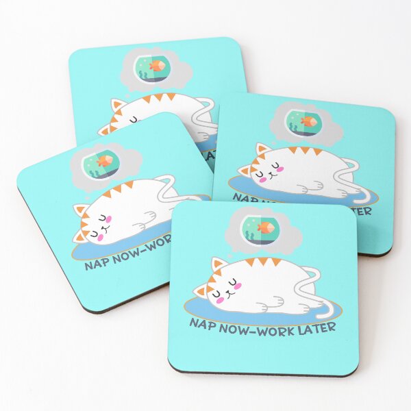 Item preview, nap now work later, funny quote, cartoon cat nap,  designed and sold by allycat57.
