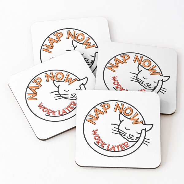 Item preview,  nap now work later, funny quote, minimalist cat design, procrastination designed and sold by allycat57.