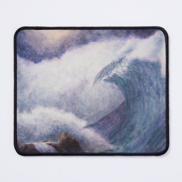 Item preview, Large ocean wave breaking, with full moon behind dark clouds. Watercolour painting by Einar Aasen designed and sold by Einar Aasen.