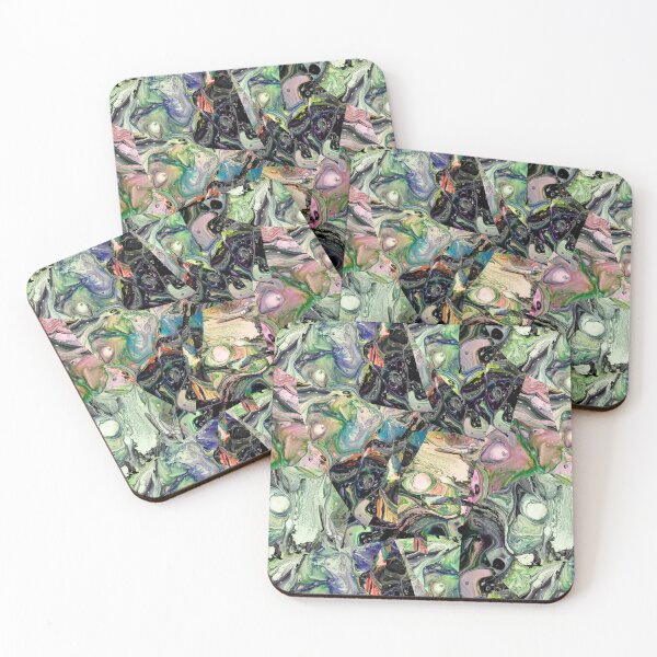 Item preview, Stylized leaves in green and black dominated color mix designed and sold by Shape-And-Color.