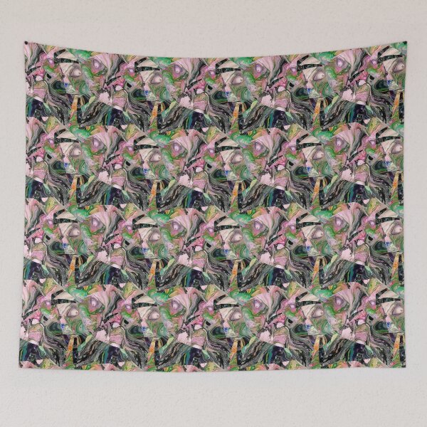 Item preview, Fluid art seamless pattern with lots of green colors designed and sold by Shape-And-Color.