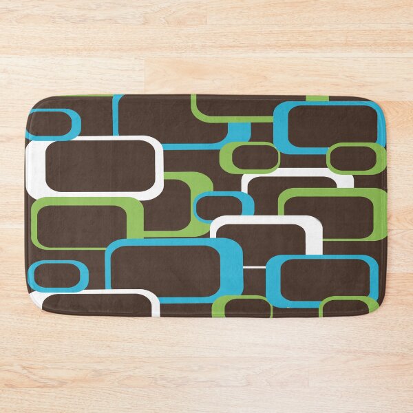 Item preview, Retro Squares Pattern Blue Green White Brown designed and sold by ValeriesGallery.