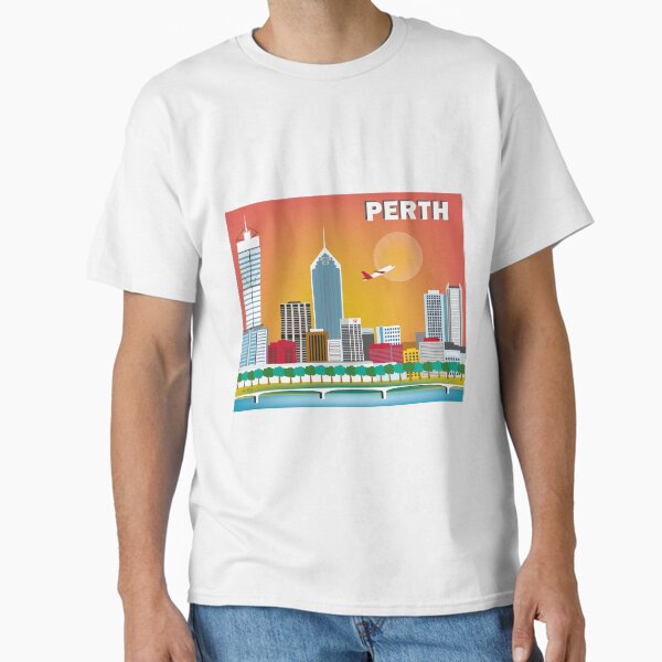Item preview, Perth, Australia - Horizontal Retro Themed Skyline Illustration by Loose Petals designed and sold by LoosePetals.