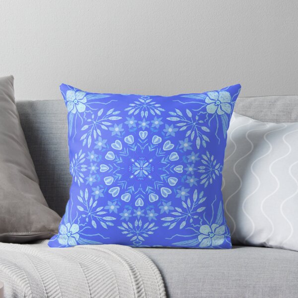 Item preview, Garden Symmetry - White on Blue designed and sold by MarcyBrennanArt.
