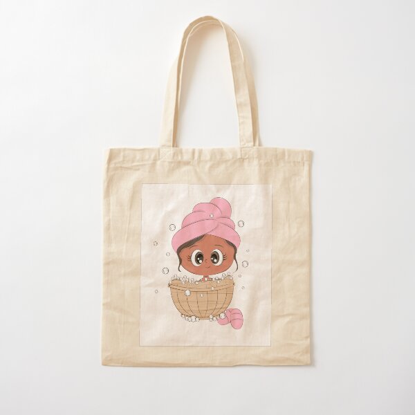 Little girl takes a bath Cotton Tote Bag