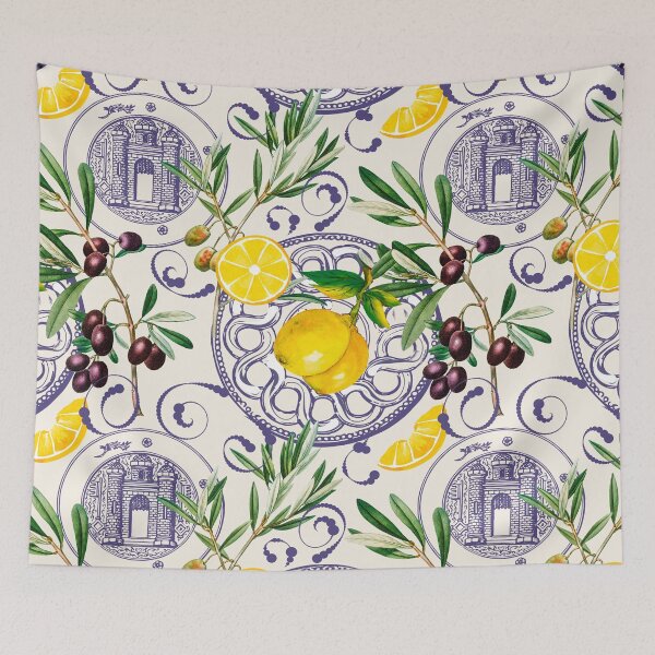 Item preview, Mediterranean,Tuscan style,lemons,citrus,olives pattern  designed and sold by MariaMarinova.