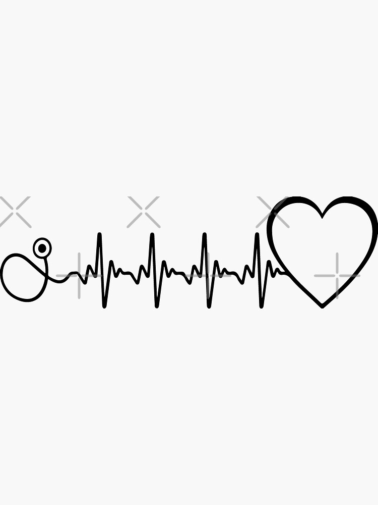 "Heartbeat Stethoscope Nurse Heart Beat Love" Sticker by JasKeiDesigns