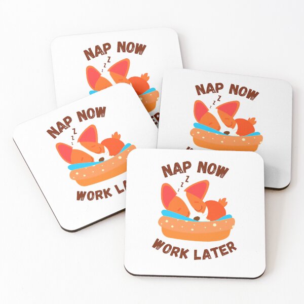 Item preview,   nap now work later, funny quote, cute ginger cartoon dog, corgi, procrastination designed and sold by allycat57.