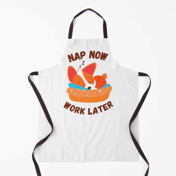 Item preview, nap now work later, funny quote, cute ginger cartoon dog, corgi, procrastination designed and sold by allycat57.
