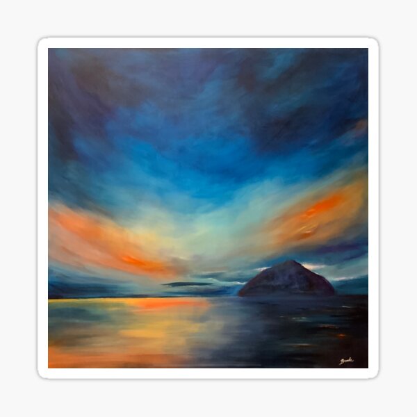 "Sunset over Ailsa Craig, Scotland" Sticker for Sale by BrendaArtist