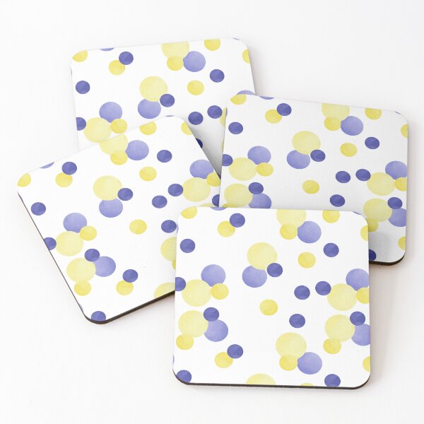 Item preview, Blue And Yellow Watercolor Polka Dots designed and sold by HildegunStudio.