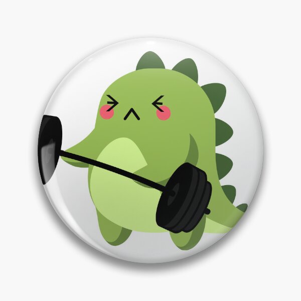 Item preview, Cute Gym Dinosaur- Dinosaur Curling Weights Putting In Maximum Effort  designed and sold by player-502.