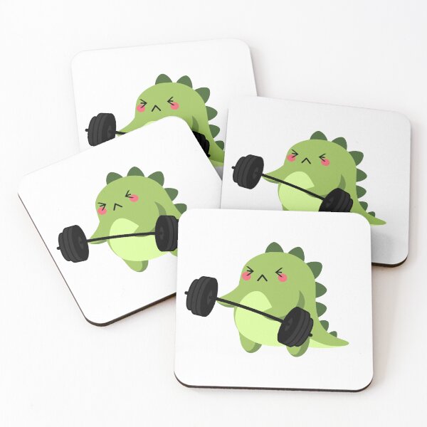 Item preview, Cute Gym Dinosaur- Dinosaur Curling Weights Putting In Maximum Effort  designed and sold by player-502.