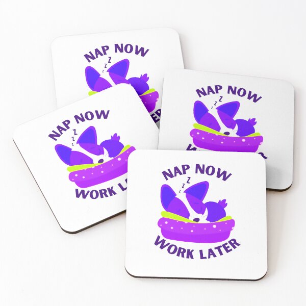Item preview,    nap now work later, funny quote, cute purple cartoon dog, corgi, procrastination designed and sold by allycat57.