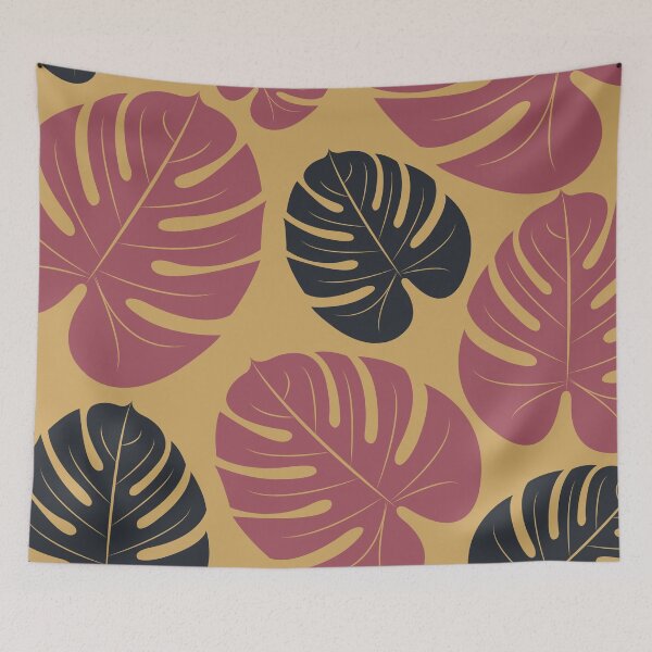 Item preview, Dark Red Palm Leaves Mustard Black designed and sold by Lubo Lubenov.