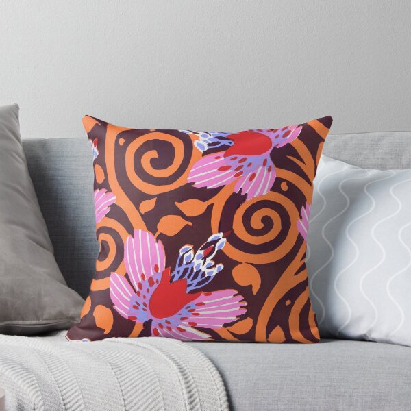 Item preview, Vintage 60s 70s Flower Pattern Red Pink Purple Orange Brown designed and sold by SunfullyYours.