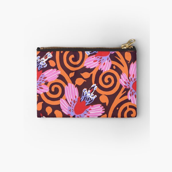Item preview, Vintage 60s 70s Flower Pattern Red Pink Purple Orange Brown designed and sold by SunfullyYours.