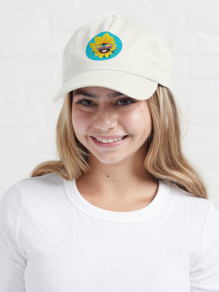 Thumbnail 6 von 7, Cap, Sonnenblume mit Sonnenbrille und Lächeln designt und verkauft von ImNotBusyBerlin.
