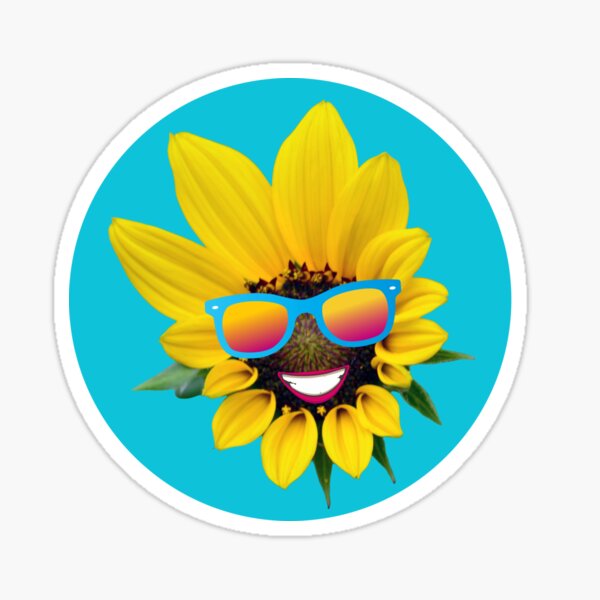 Sunflower with sunglasses and smile Sticker