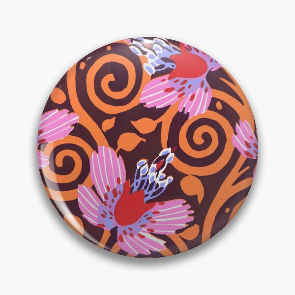 Item preview, Vintage 60s 70s Flower Pattern Red Pink Purple Orange Brown designed and sold by SunfullyYours.