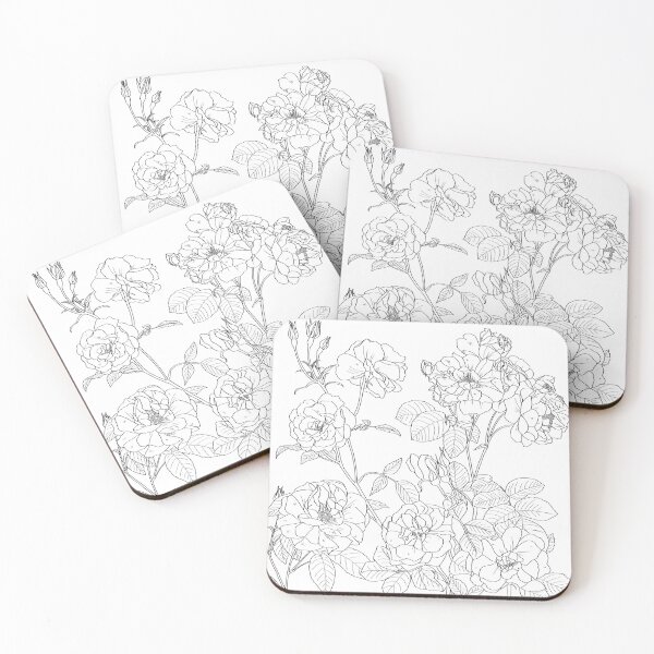 Item preview, Eight Blooming Roses in Black Lines designed and sold by Saanis.