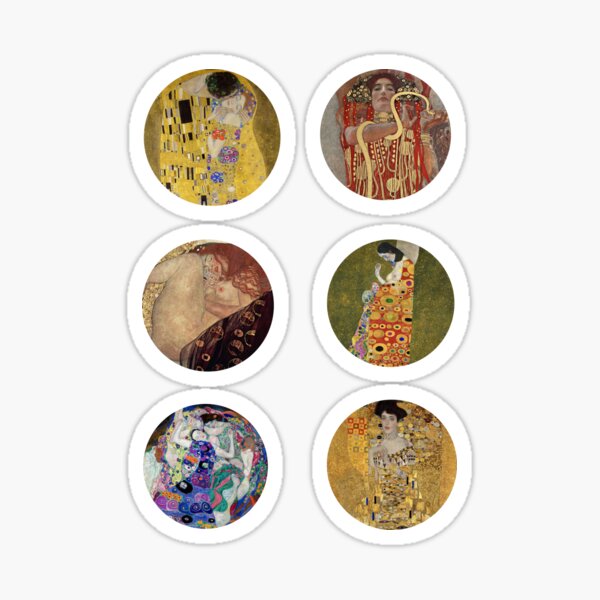 Aperçu de l'œuvre Gustav Klimt - Oeuvres - Pack d'autocollants créée et vendue par TikaK.