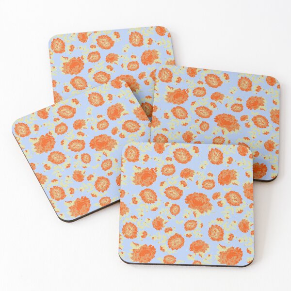 Item preview, Baby blue, orange flowers is the trend of the spring 2022 designed and sold by popping daisy.