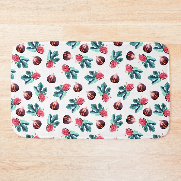 Item preview, Fig and Fig Leaf Pop Art Style Pattern - Fun Fruit Pattern White designed and sold by inkandmoth.