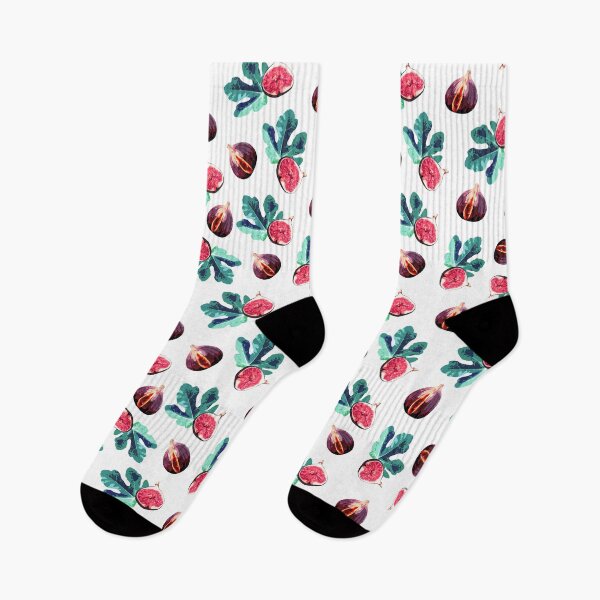 Item preview, Fig and Fig Leaf Pop Art Style Pattern - Fun Fruit Pattern White designed and sold by inkandmoth.