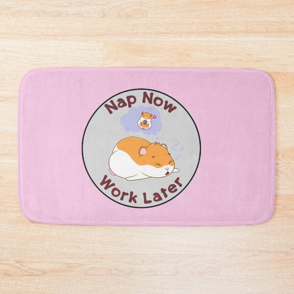 Item preview,  nap now work later, funny quote, cute cartoon, syrian hamster, procrastination designed and sold by allycat57.