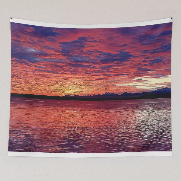Item preview, Red and Purple Pacific Northwest Sunset from the Edmonds Ferry designed and sold by SeaChangeDesign.